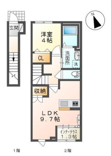 山形市大字松原のアパートの間取り