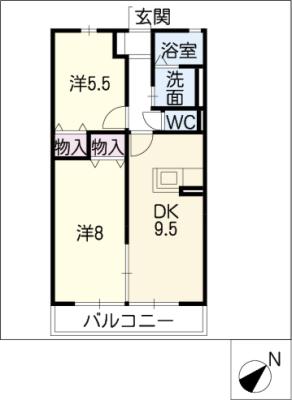 コットンメゾンＢ棟の間取り