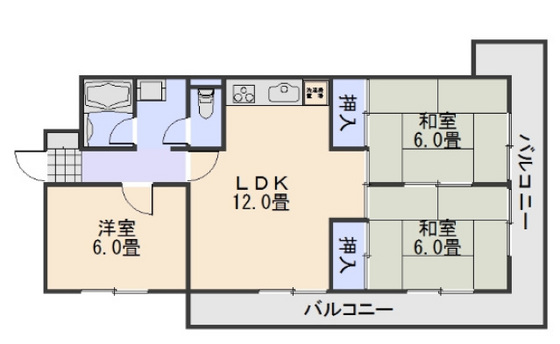 広島市佐伯区利松のマンションの間取り