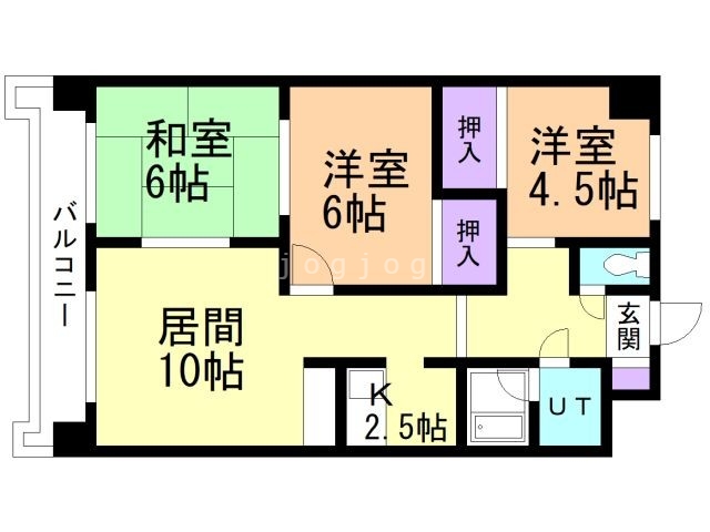 札幌市豊平区平岸六条のマンションの間取り