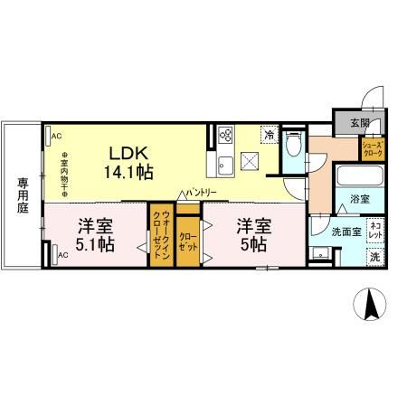 名古屋市北区清水のアパートの間取り