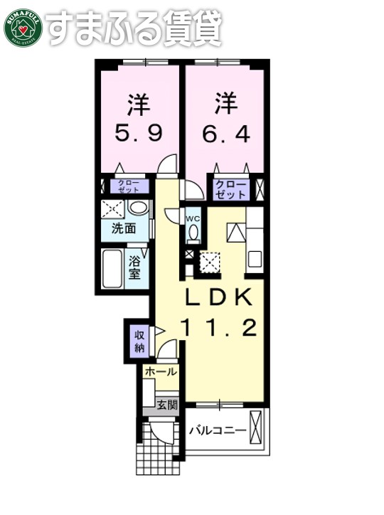 西尾市羽塚町のアパートの間取り