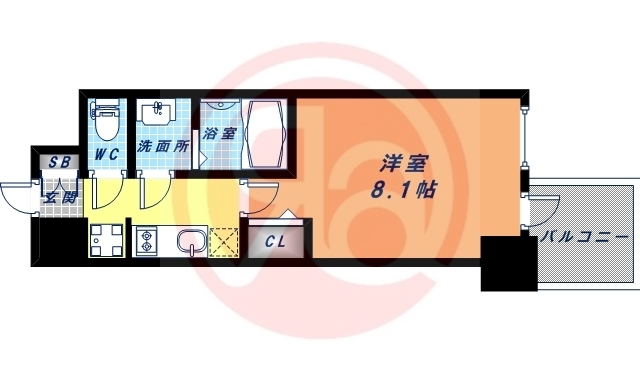 プレサンス谷町九丁目駅前の間取り