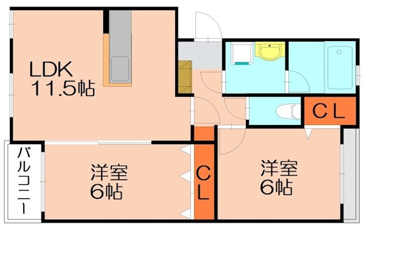 【糟屋郡志免町南里のマンションの間取り】