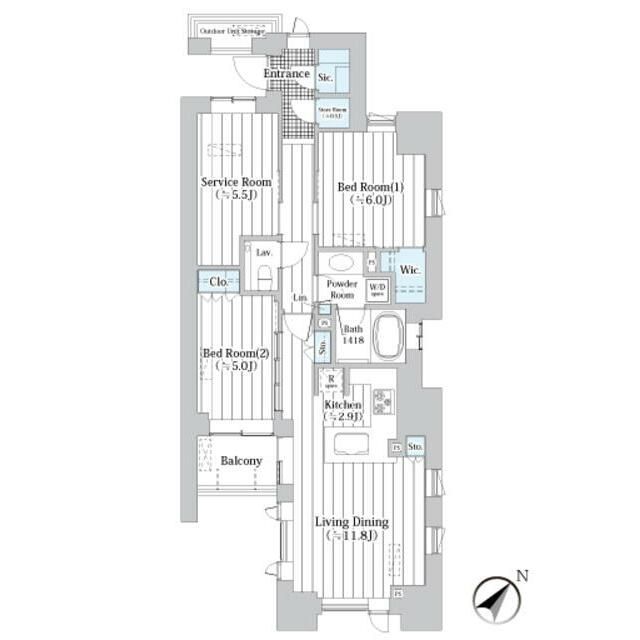 【中央区新川のマンションの間取り】