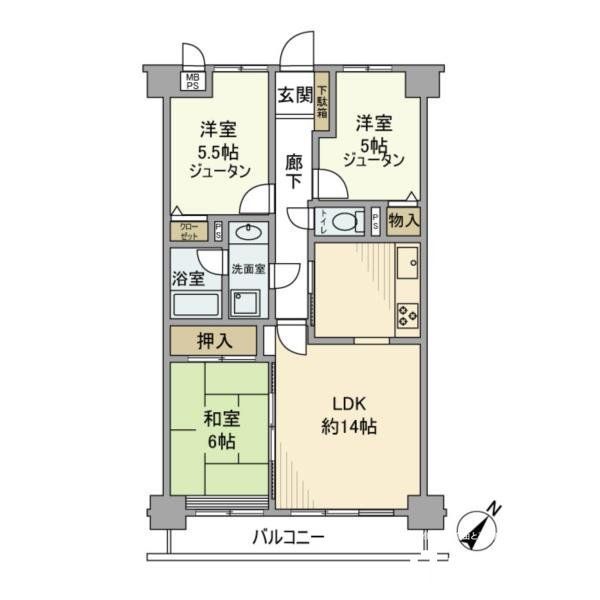 ライオンズマンション武蔵砂川の間取り