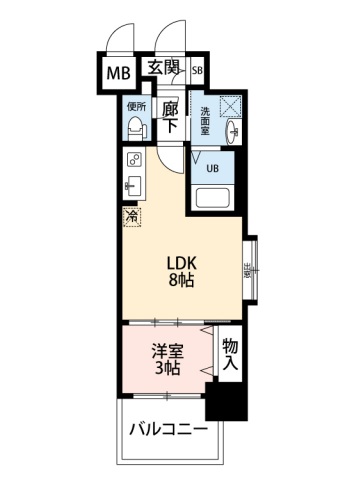 広島市中区西白島町のマンションの間取り