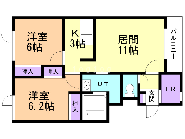 札幌市北区屯田十一条のアパートの間取り