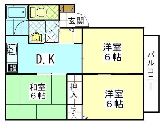 テイセキ将軍野ハイツＢの間取り