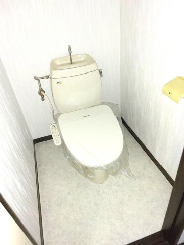 トイレ　天井、壁、床は新品できれいです。温水洗浄便座が付いています。
