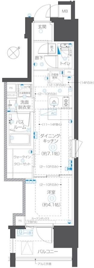 ＪＲ中央線 立川駅 徒歩6分 14階建 新築の間取り写真