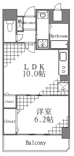 都営新宿線 西大島駅 徒歩5分 10階建 築19年の間取り写真