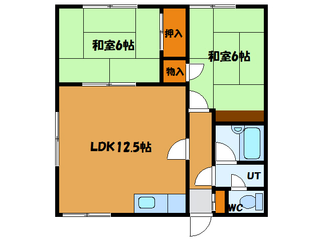 函館市柏木町のアパートの間取り