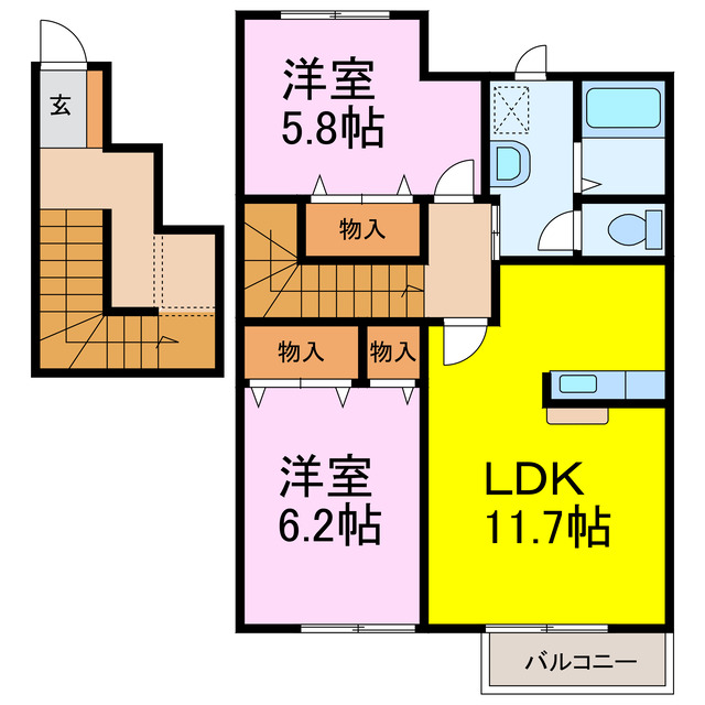 古河市女沼のアパートの間取り