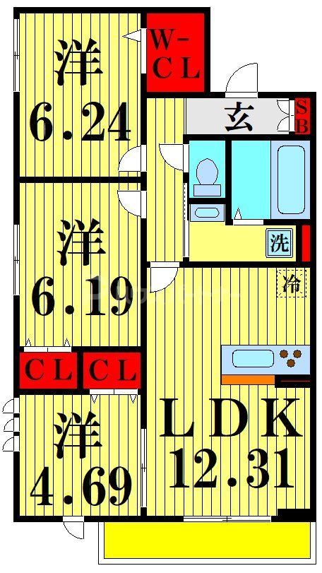 足立区西保木間のアパートの間取り