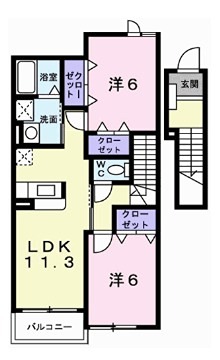 姫路市香寺町中仁野のアパートの間取り