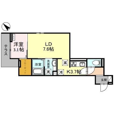 Ｄ－ＲＥＳＩＤＥＮＣＥ東田町の間取り