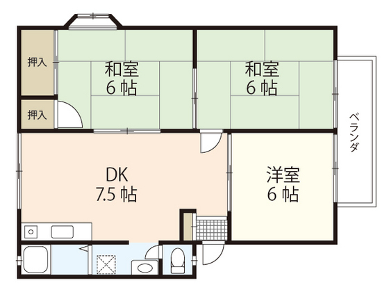 廿日市市宮島口西のアパートの間取り