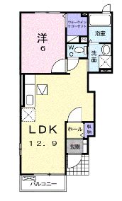高松市田村町のアパートの間取り