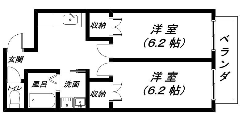 近江八幡市安土町上豊浦のアパートの間取り