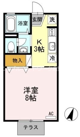 倉敷市連島町西之浦のアパートの間取り