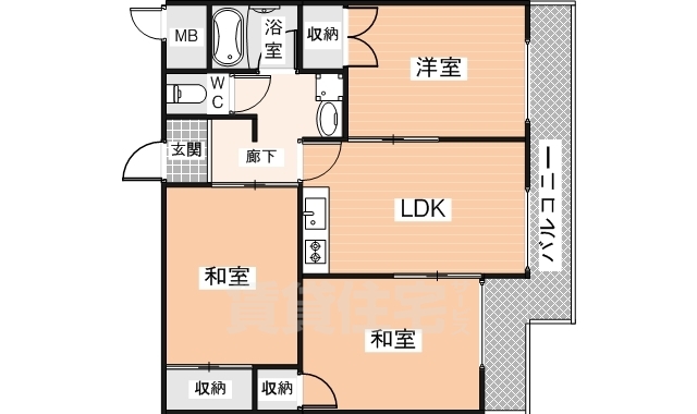 生駒市小平尾町のマンションの間取り