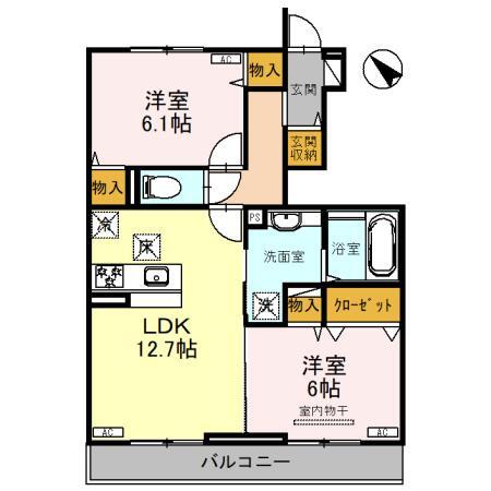 大枝Ｄ－ＲＯＯＭ　Ｂ棟の間取り