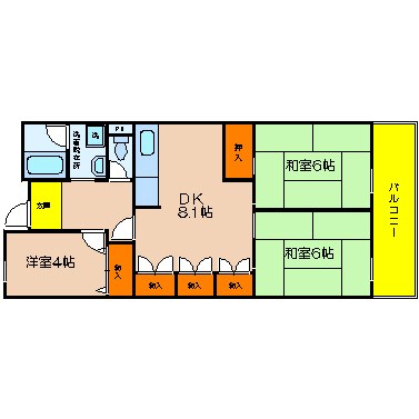 神戸市中央区港島中町のマンションの間取り