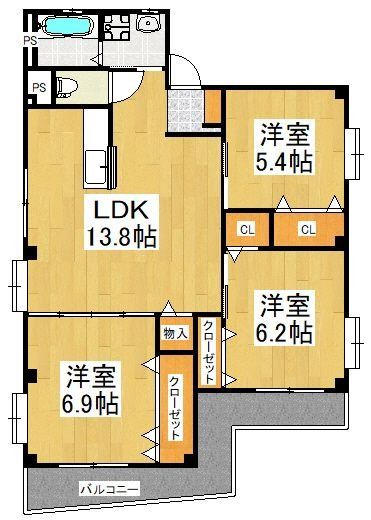 清瀬市下宿のマンションの間取り