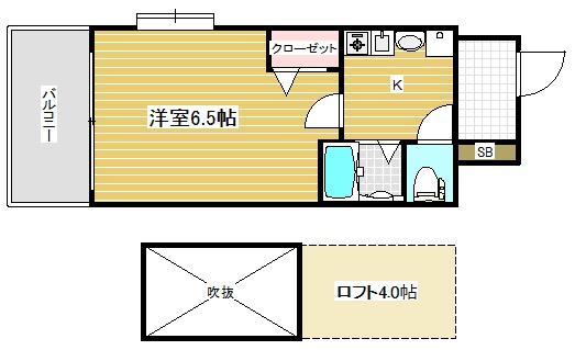 エステムコート神戸県庁前３フィエルテの間取り