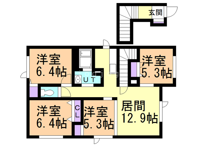 札幌市北区あいの里一条のアパートの間取り