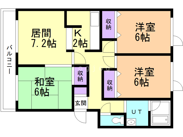 札幌市手稲区富丘四条のマンションの間取り