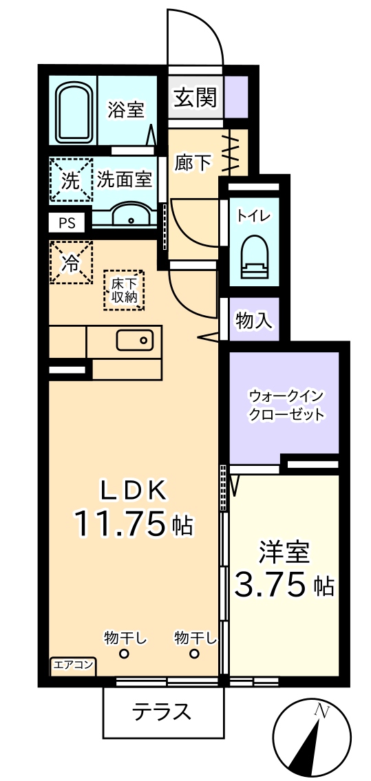 中巨摩郡昭和町上河東のアパートの間取り