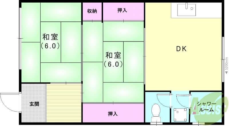 神戸市長田区苅藻通のマンションの間取り