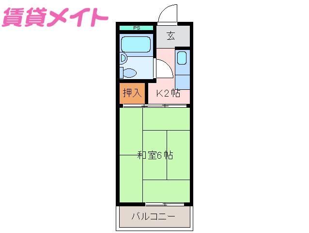 松阪市下村町のアパートの間取り