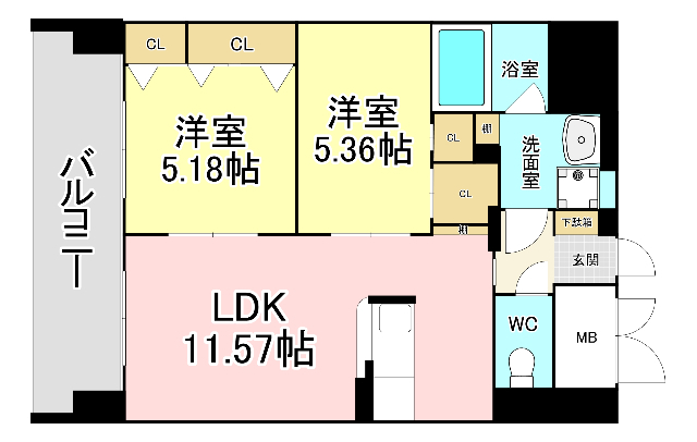 北九州市門司区柳町のマンションの間取り