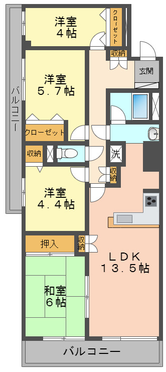 市川市新田のマンションの間取り