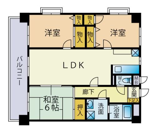 福岡市南区長丘のマンションの間取り