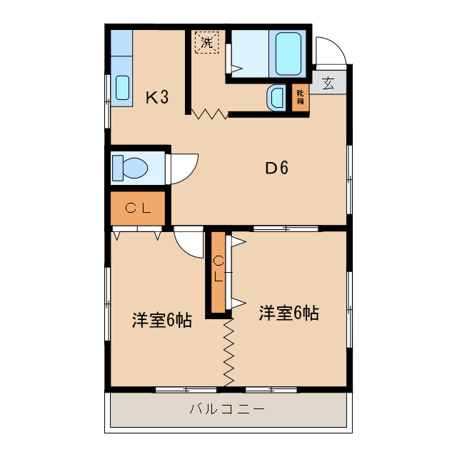 岩国市牛野谷町のアパートの間取り