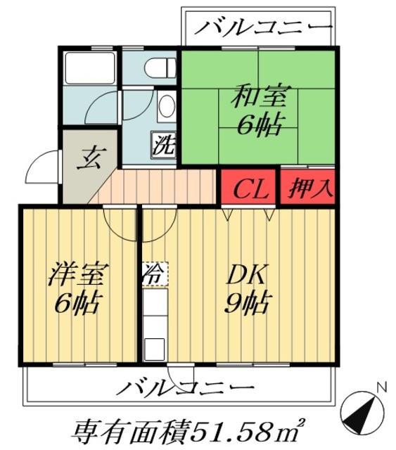 市川市新井のマンションの間取り