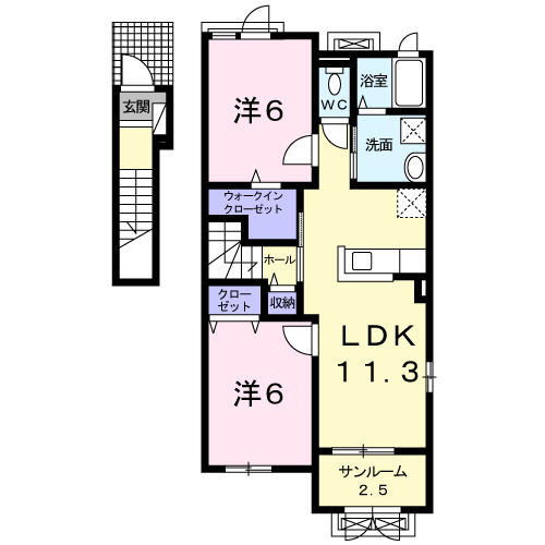 富山市小杉のアパートの間取り