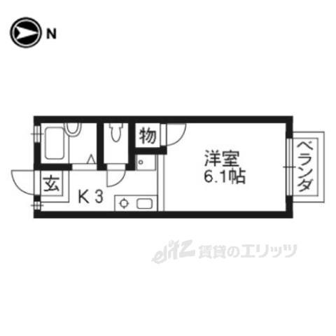 京都市北区小山下内河原町のアパートの間取り