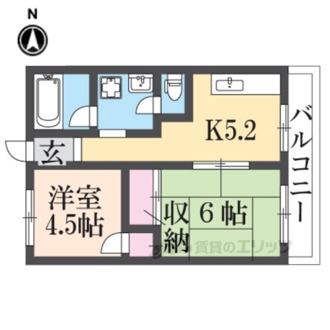 橿原市見瀬町のアパートの間取り