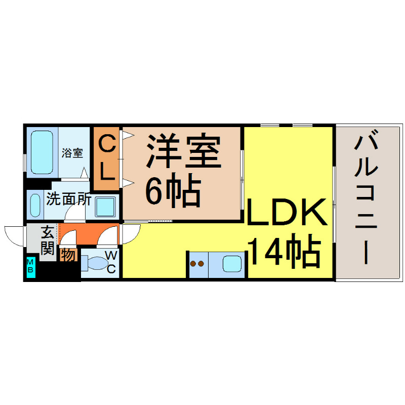 地下鉄名港線 六番町駅 徒歩10分 2階建 築19年の間取り写真