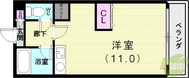 神戸市垂水区西舞子のマンションの間取り