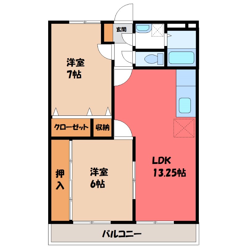 熊谷市別府のマンションの間取り