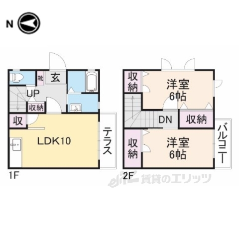 香芝市旭ケ丘のアパートの間取り