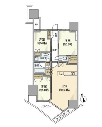 江東区東雲のマンションの間取り