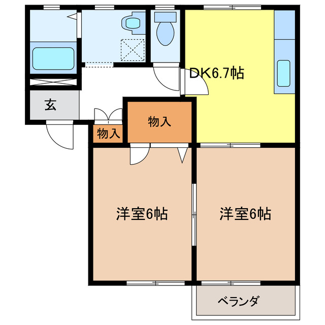 岐阜市西荘のアパートの間取り