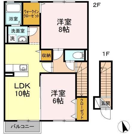 山形市富の中のアパートの間取り